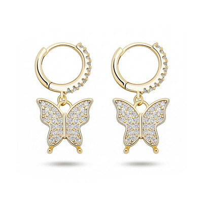 Iced Butterfly Dangle Earrings