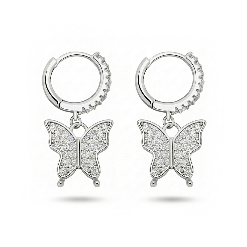 Iced Butterfly Dangle Earrings