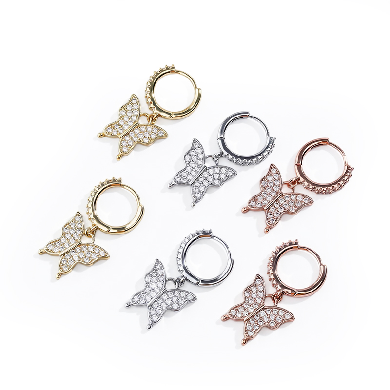 Iced Butterfly Dangle Earrings