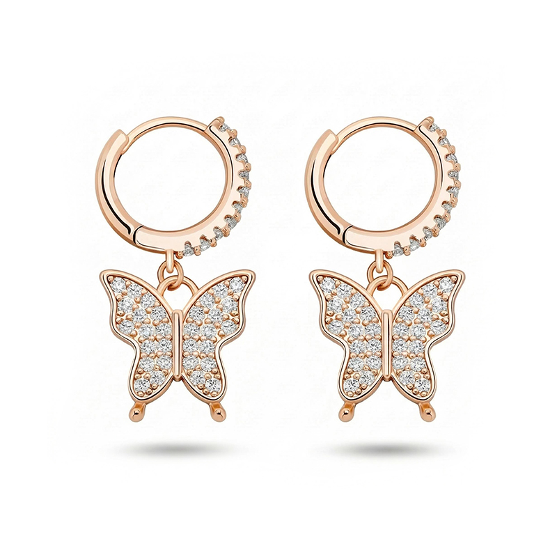 Iced Butterfly Dangle Earrings