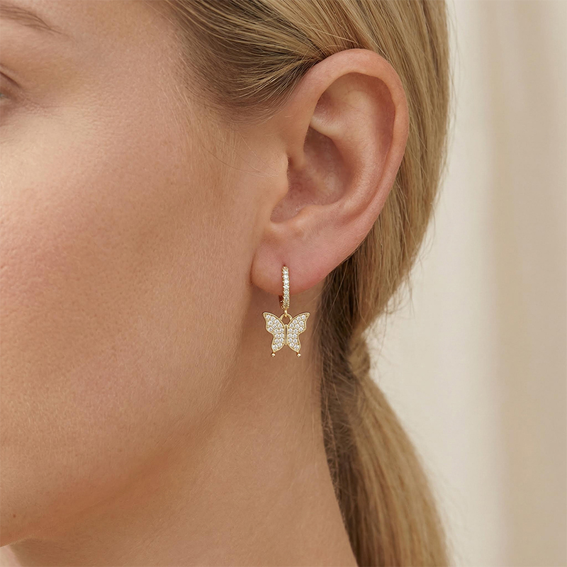 Iced Butterfly Dangle Earrings