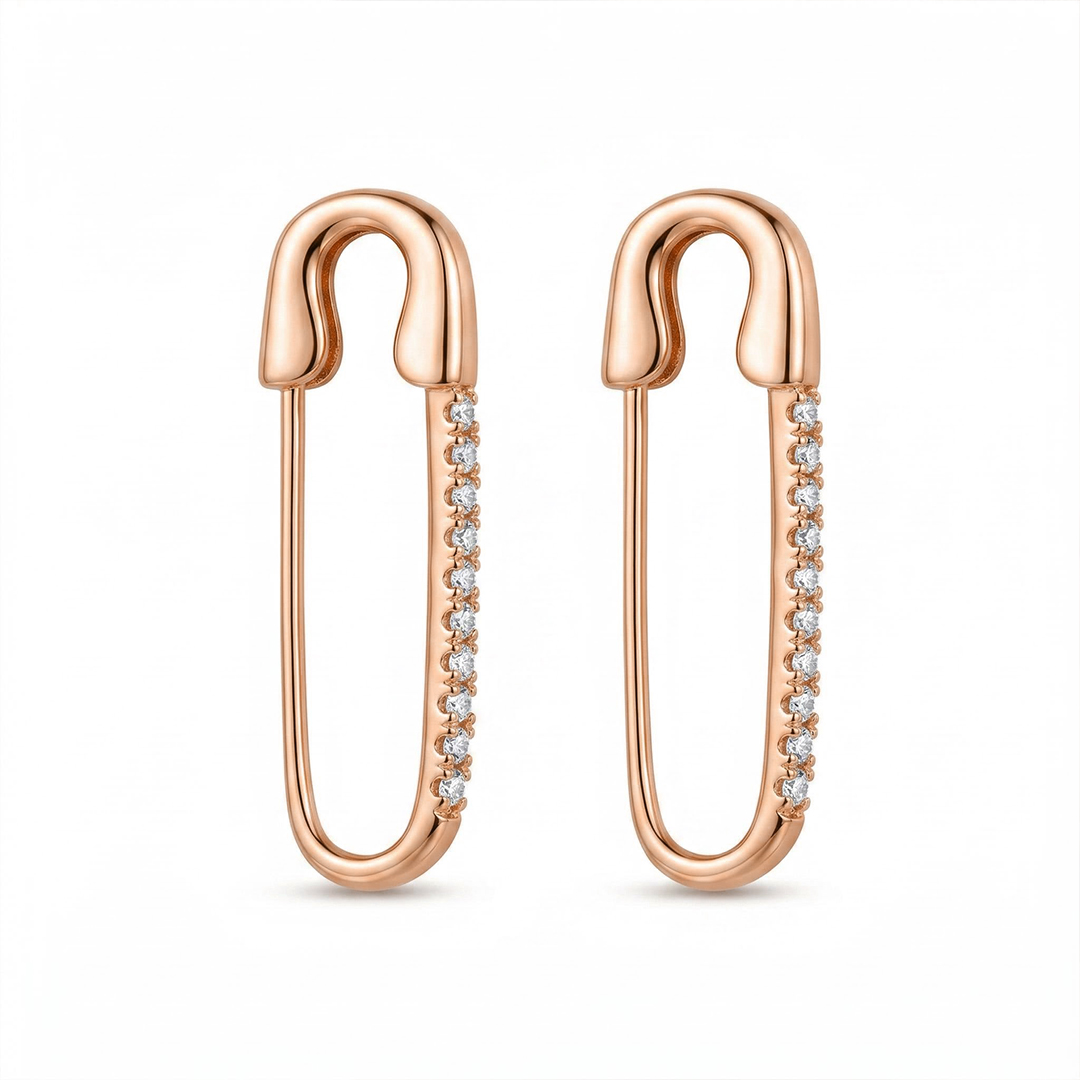 Iced Safety Pin Earrings