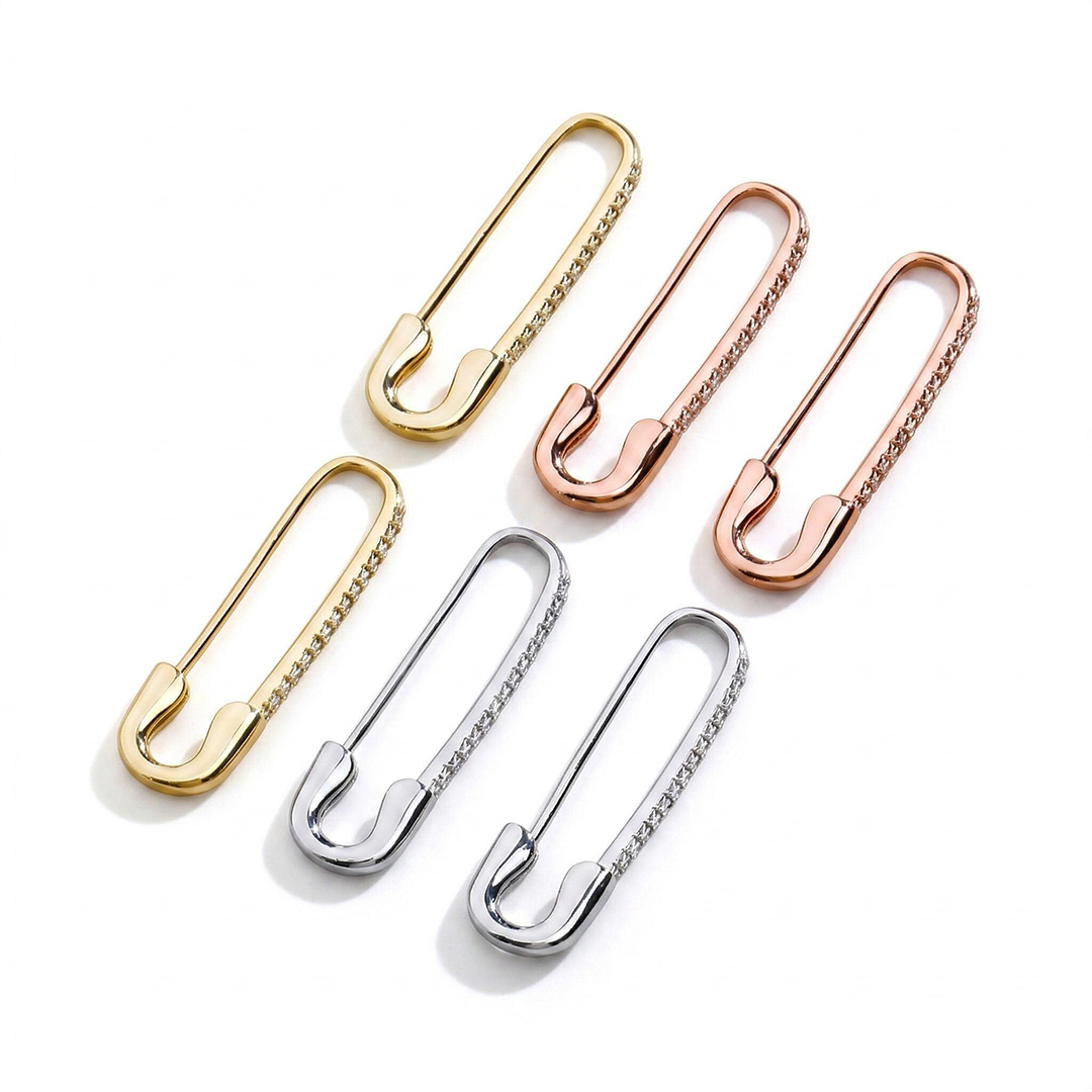 Iced Safety Pin Earrings