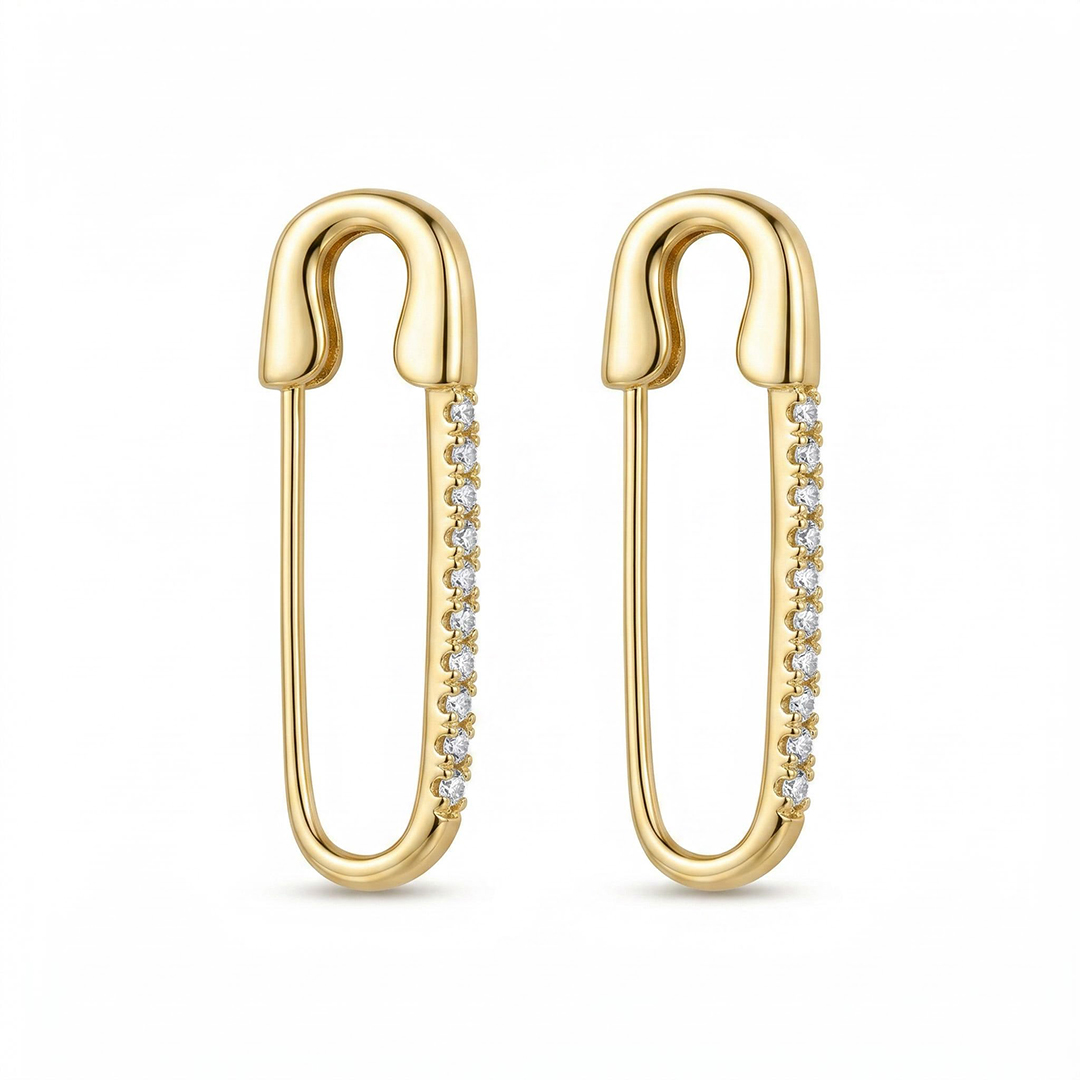 Iced Safety Pin Earrings