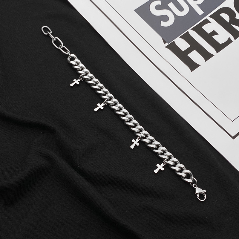 Cross Cuban Chain Titanium Bracelet