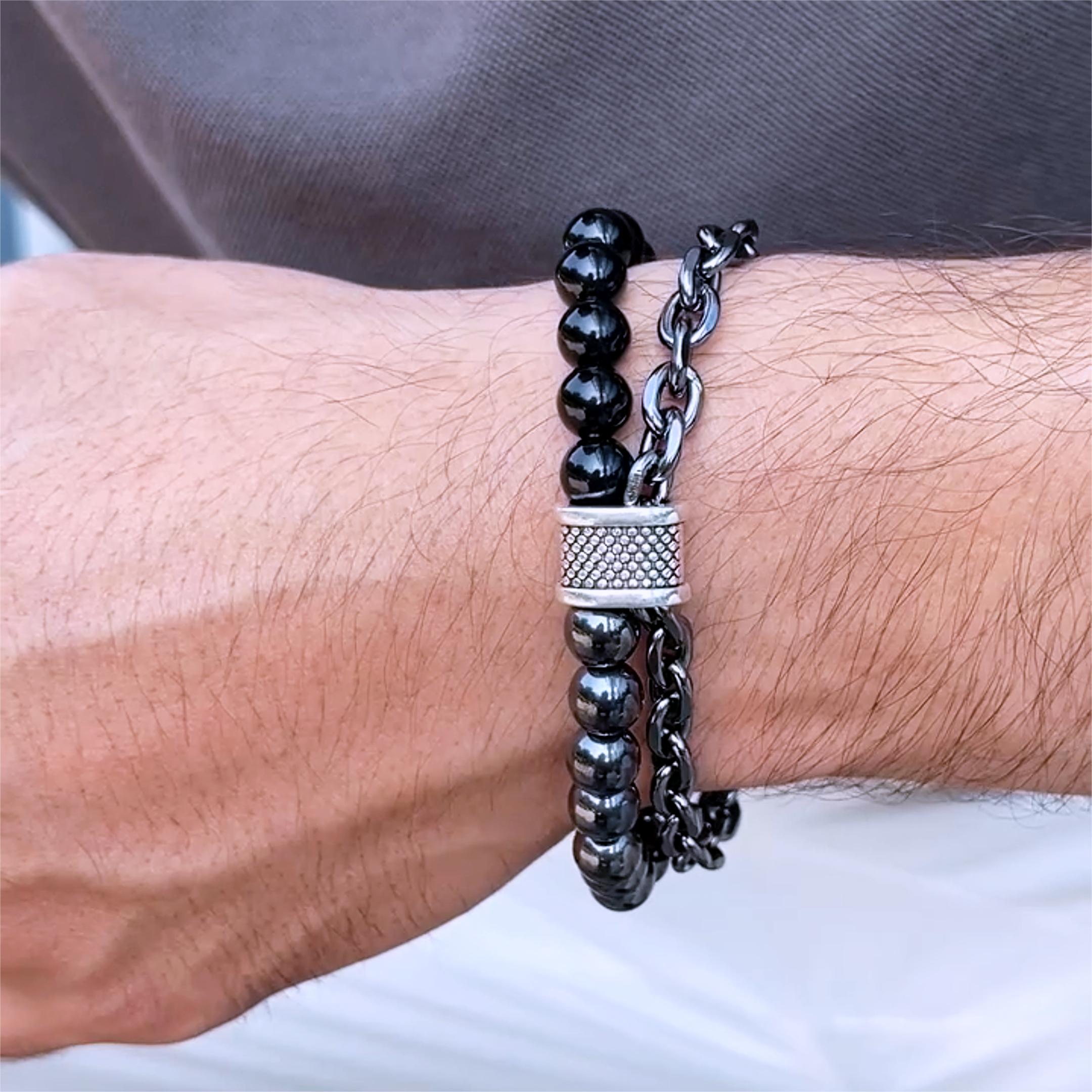 Natural Healing Stone Bead Chain Layer Bracelet