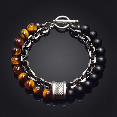 Natural Healing Stone Bead Chain Layer Bracelet