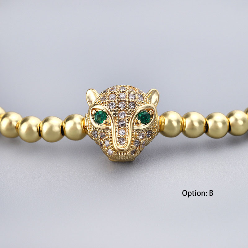 Iced Helmet/Leopard/Crown/Strip Beads Adjustable Bracelet