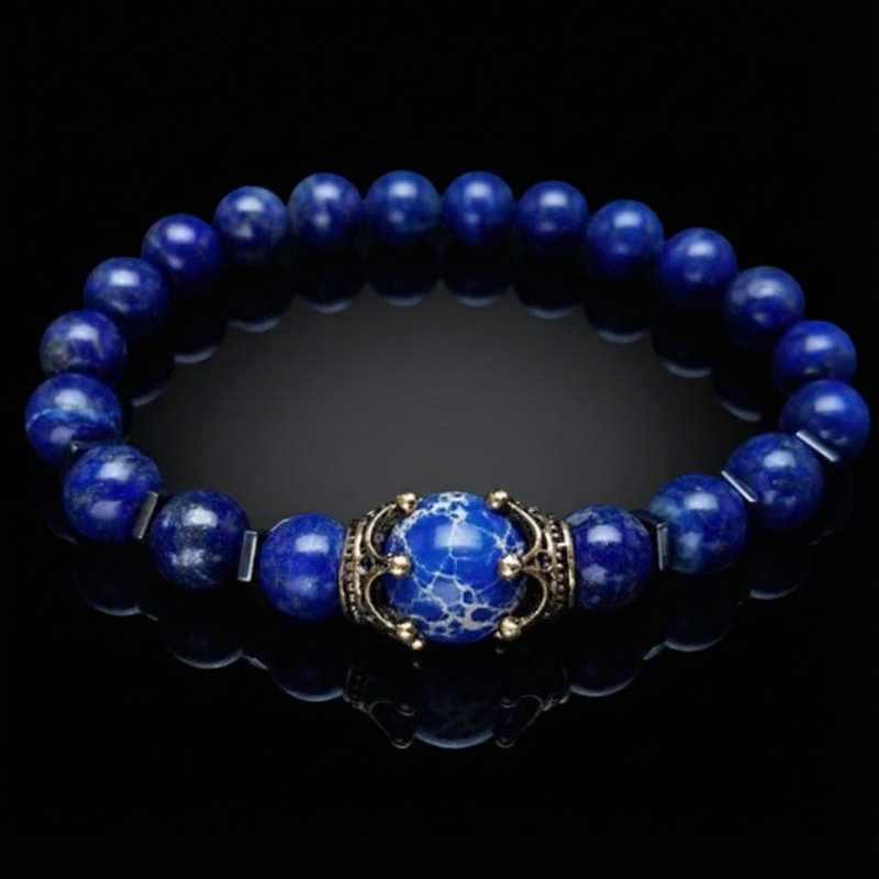 Gold Crown Natural Healing Stone Bead Bracelet Gold Crown Natural Healing Stone Bead Bracelet