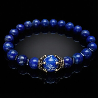 Gold Crown Natural Healing Stone Bead Bracelet