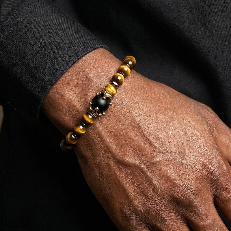 Gold Crown Natural Healing Stone Bead Bracelet Gold Crown Natural Healing Stone Bead Bracelet