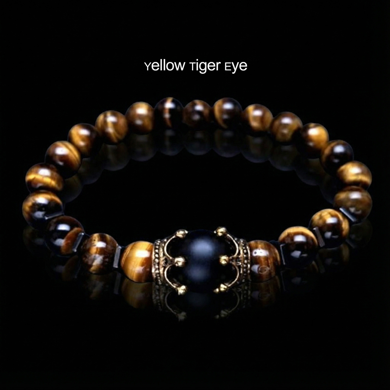 Gold Crown Natural Healing Stone Bead Bracelet Gold Crown Natural Healing Stone Bead Bracelet