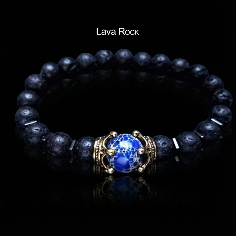 Gold Crown Natural Healing Stone Bead Bracelet Gold Crown Natural Healing Stone Bead Bracelet