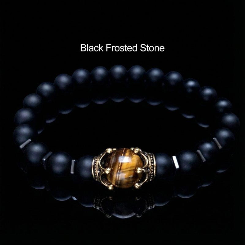 Gold Crown Natural Healing Stone Bead Bracelet Gold Crown Natural Healing Stone Bead Bracelet