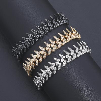 Iced 13mm Rivet Spike Thorns Cuban Bracelet
