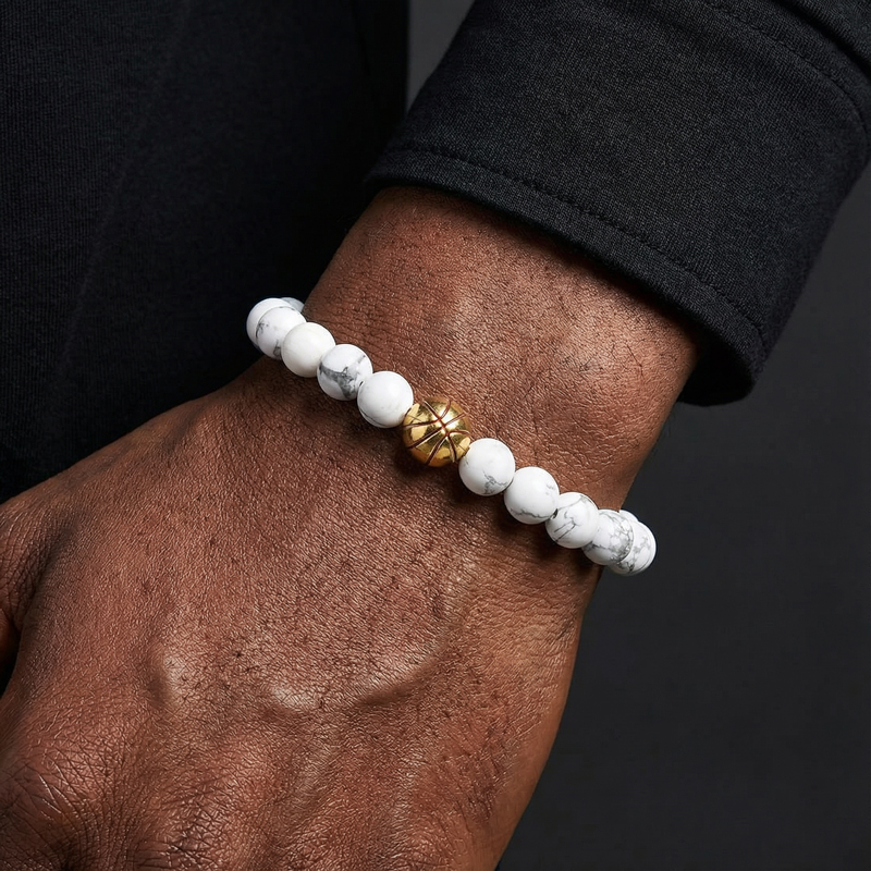 White Turquoise Basketball Beaded Bracelet White Turquoise Basketball Beaded Bracelet