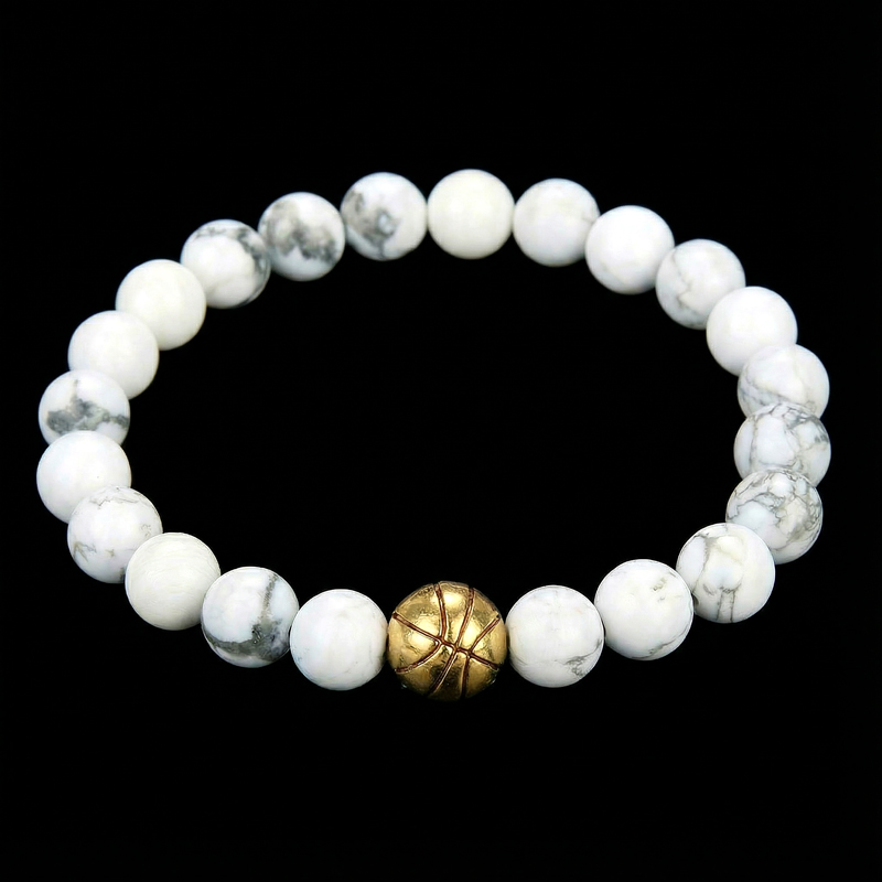 White Turquoise Basketball Beaded Bracelet White Turquoise Basketball Beaded Bracelet