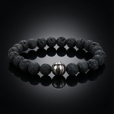 Lava Rock Basketball Beaded Bracelet