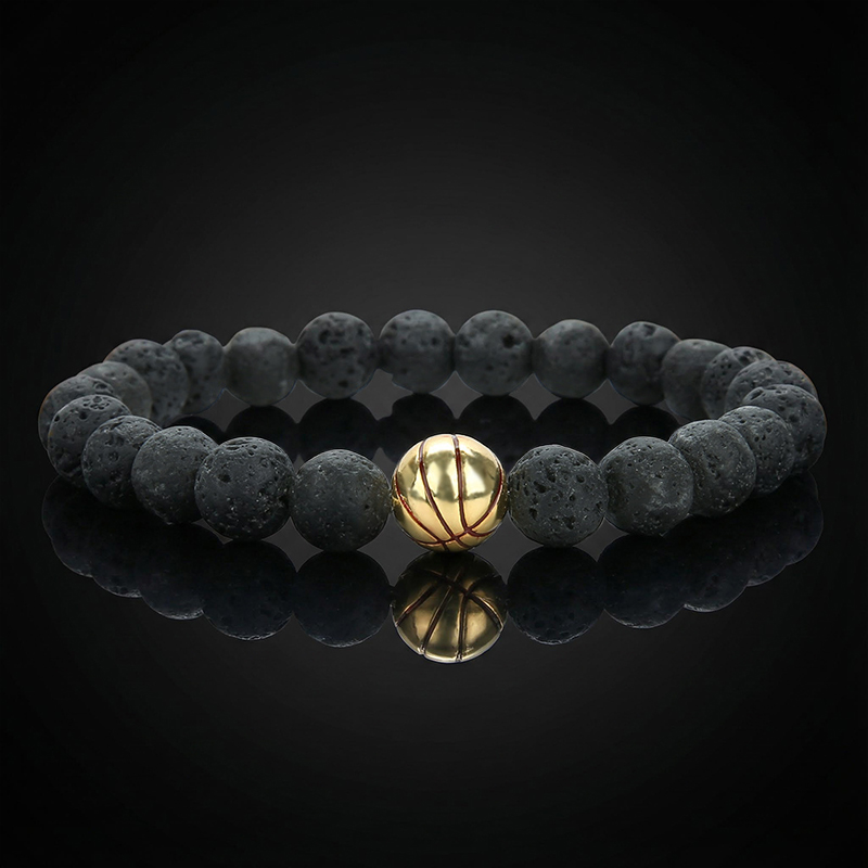 Lava Rock Basketball Beaded Bracelet Lava Rock Basketball Beaded Bracelet