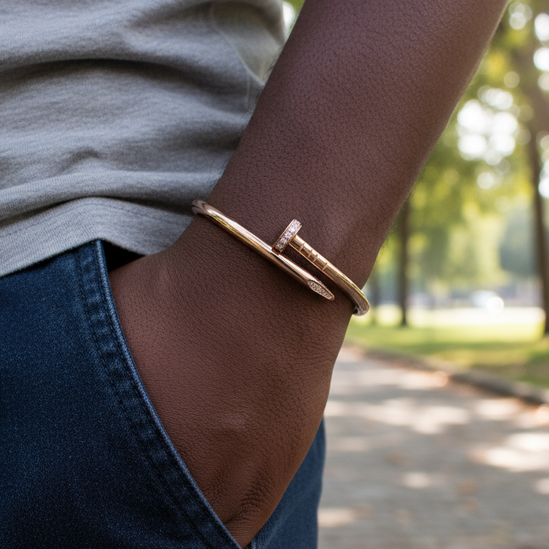 Iced Nail Men's Bangle Bracelet