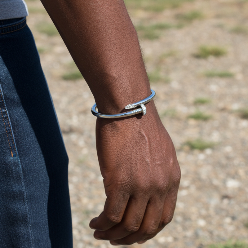 Iced Nail Men's Bangle Bracelet