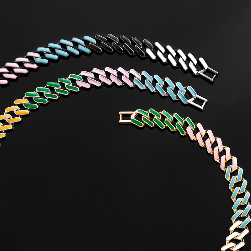 10mm Multi-Color Enamel Prong Cuban Bracelet