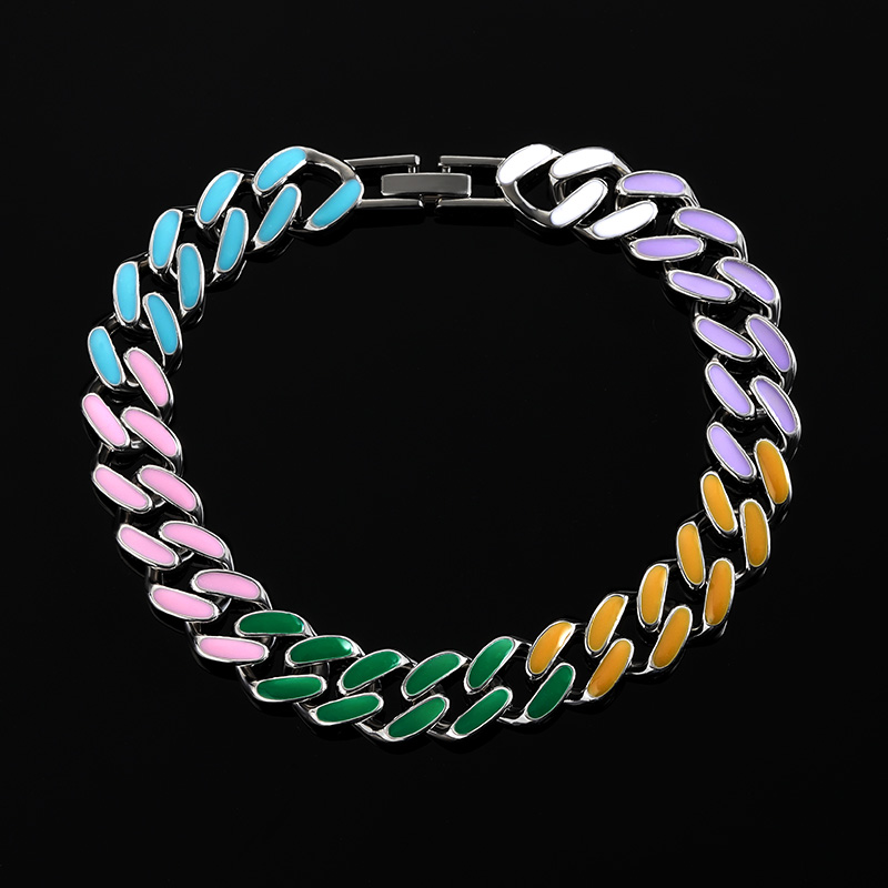10mm Multi-Color Enamel Miami Cuban Bracelet