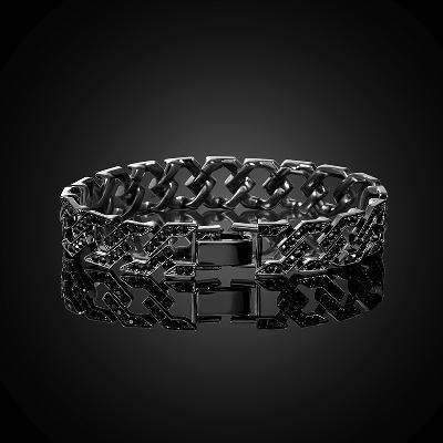 14mm Iced Cuban Link Bracelet in Black Gold