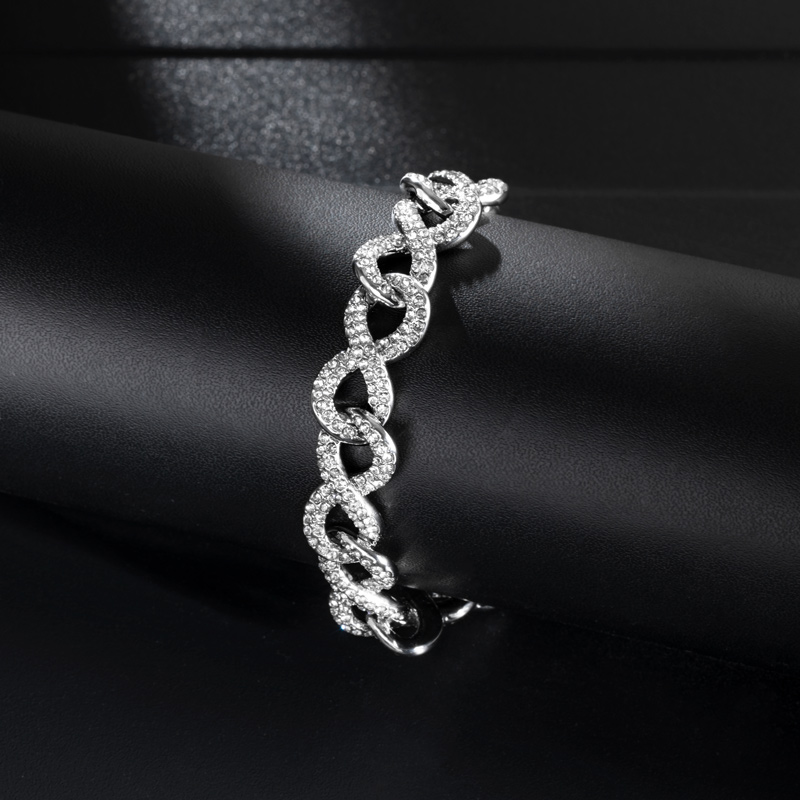 11mm Iced Infinity Cuban Link Bracelet in White Gold