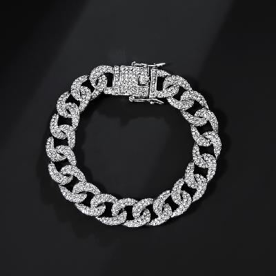 12mm Iced Curb Bracelet in White Gold