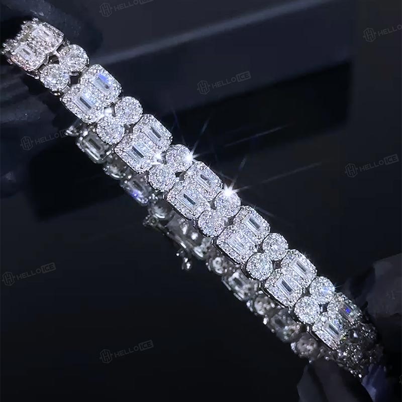 Iced Baguette Double Row Tennis Bracelet