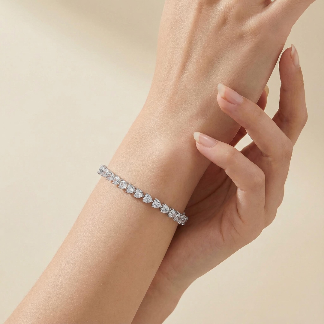 Heart-shaped 5mm Tennis Bracelet