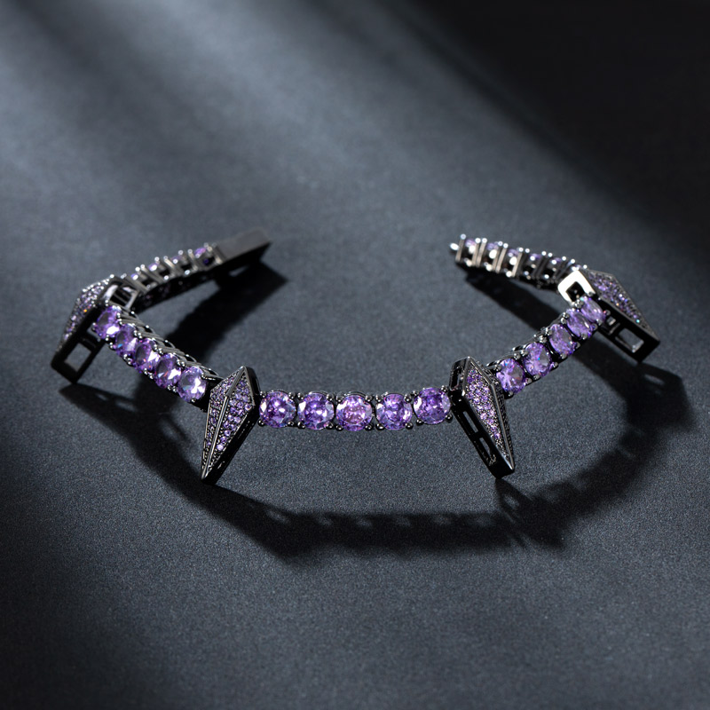 5mm Purple Fight Tooth and Claw Tennis Bracelet in Black Gold