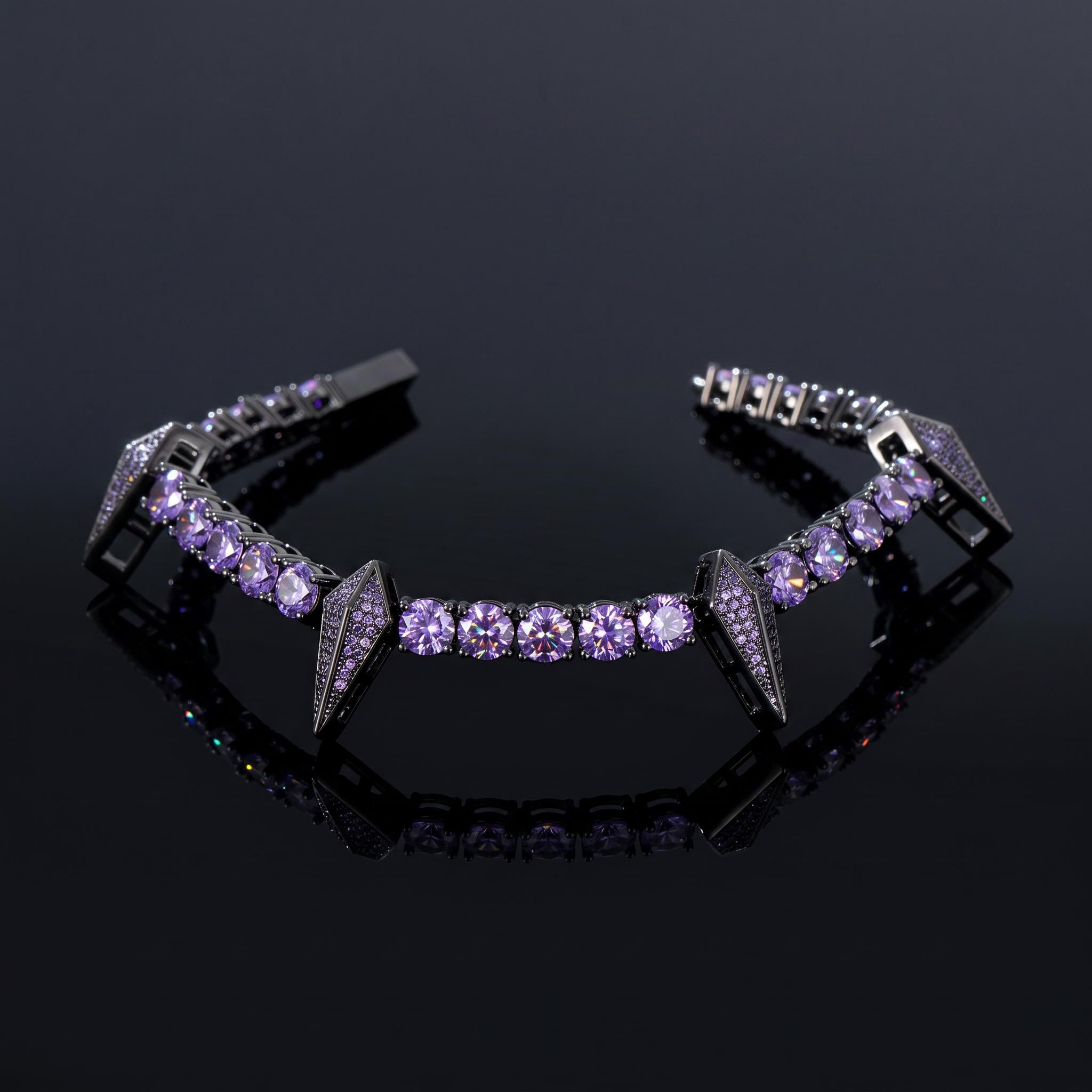 5mm Purple Fight Tooth and Claw Tennis Bracelet in Black Gold 5mm Purple Fight Tooth and Claw Tennis Bracelet in Black Gold
