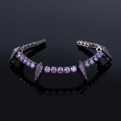 5mm Purple Fight Tooth and Claw Tennis Bracelet in Black Gold
