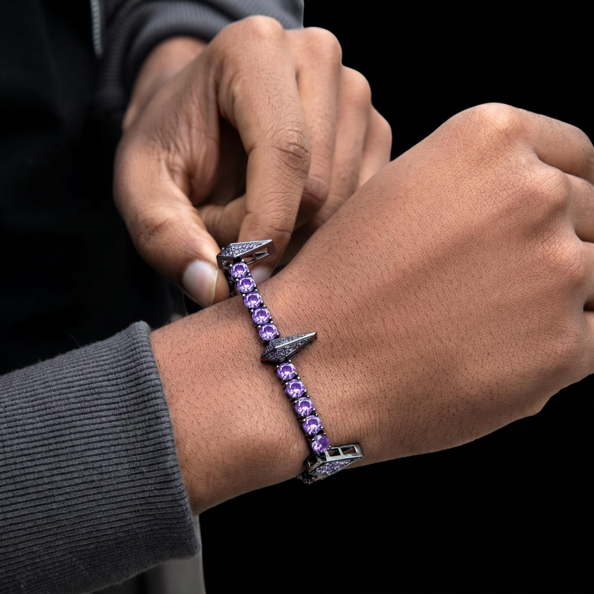 5mm Purple Fight Tooth and Claw Tennis Bracelet in Black Gold 5mm Purple Fight Tooth and Claw Tennis Bracelet in Black Gold