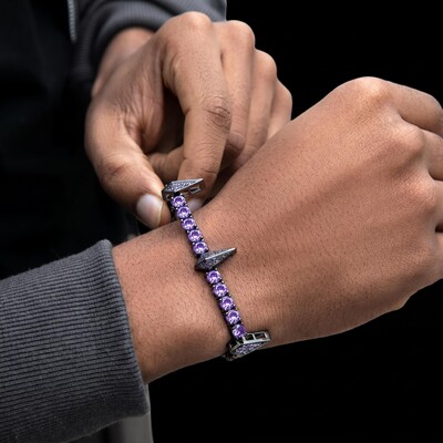 5mm Purple Fight Tooth and Claw Tennis Bracelet in Black Gold