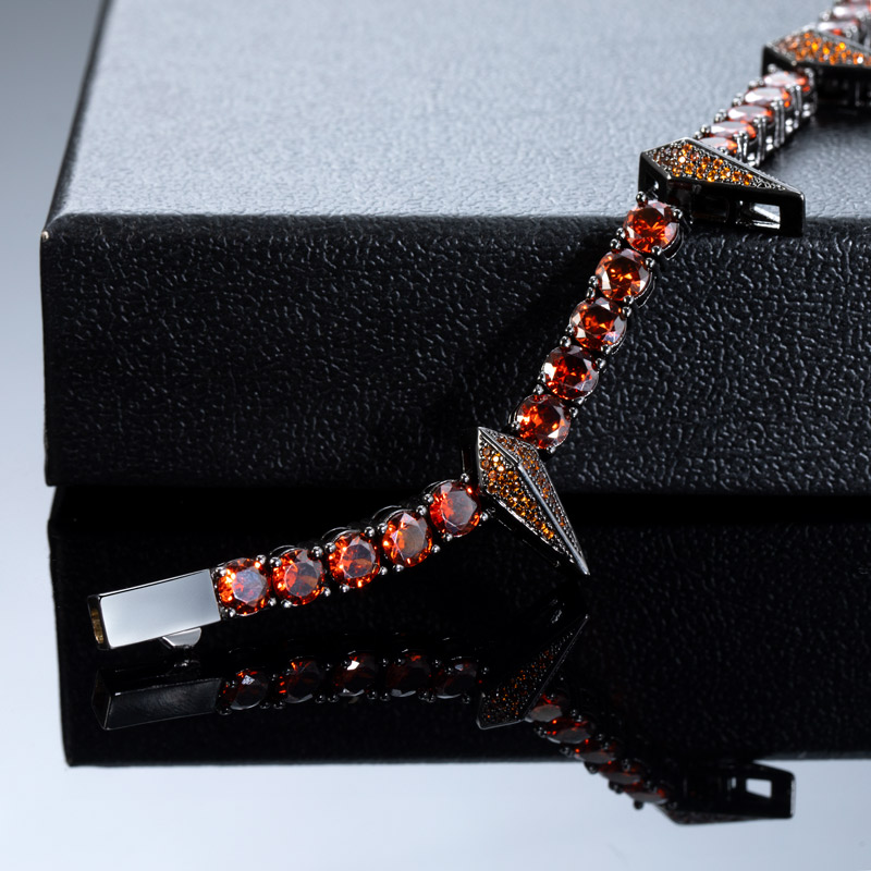 5mm Garnet Fight Tooth and Claw Tennis Bracelet in Black Gold