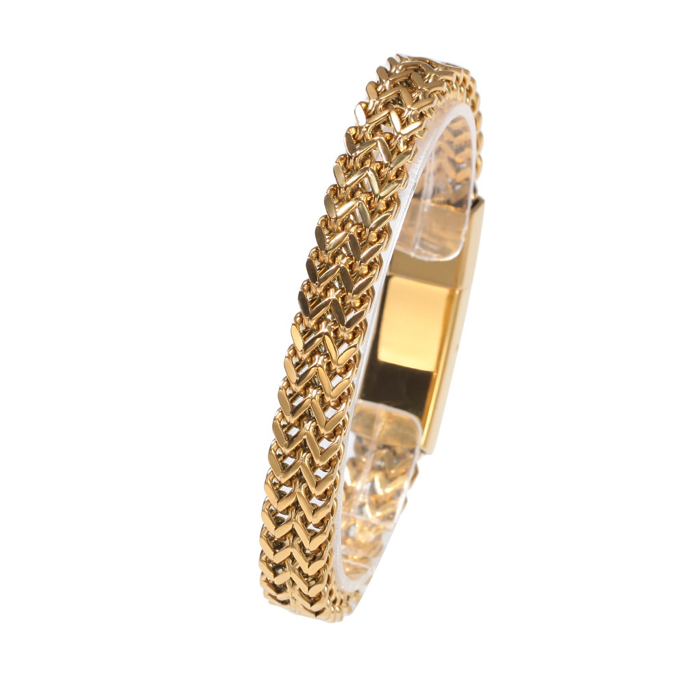10mm Double Rows Franco Bracelet in Gold