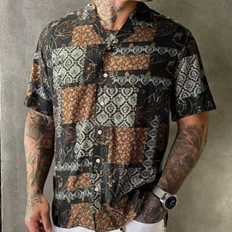 Printed Hawaiian Floral Short Sleeve Shirt