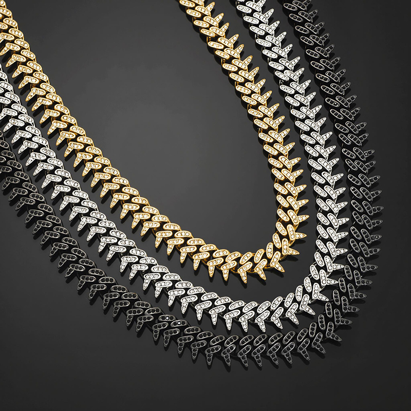 Iced 13mm Rivet Spike Thorns Cuban Chain