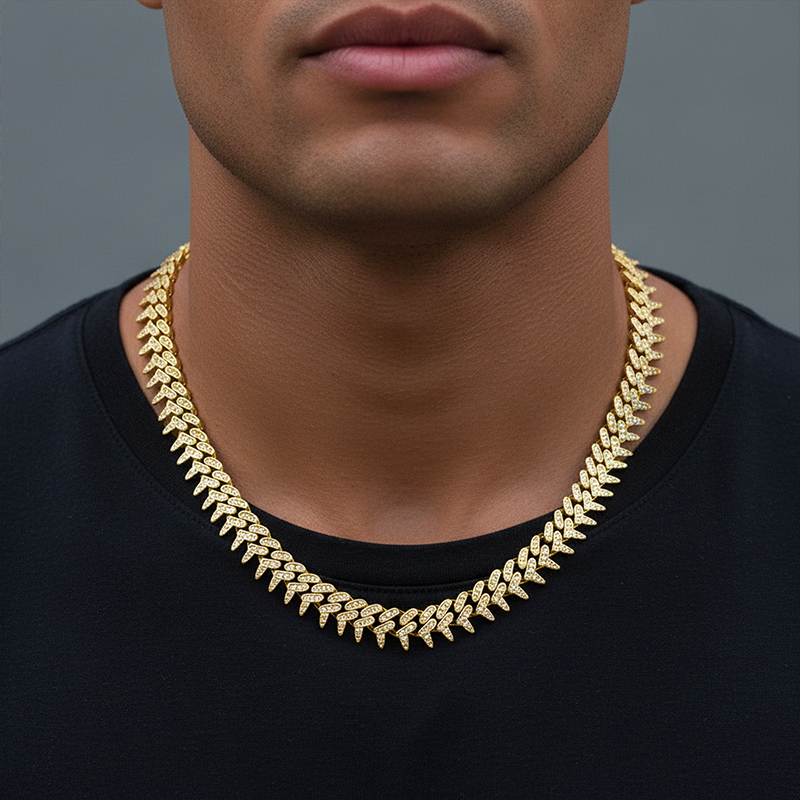 Iced 13mm Rivet Spike Thorns Cuban Chain