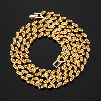 11mm Yellow Marquise Cut Cuban Chain in Gold