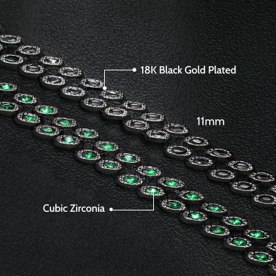 11mm Emerald/Black Marquise Cut Cuban Chain in Black Gold