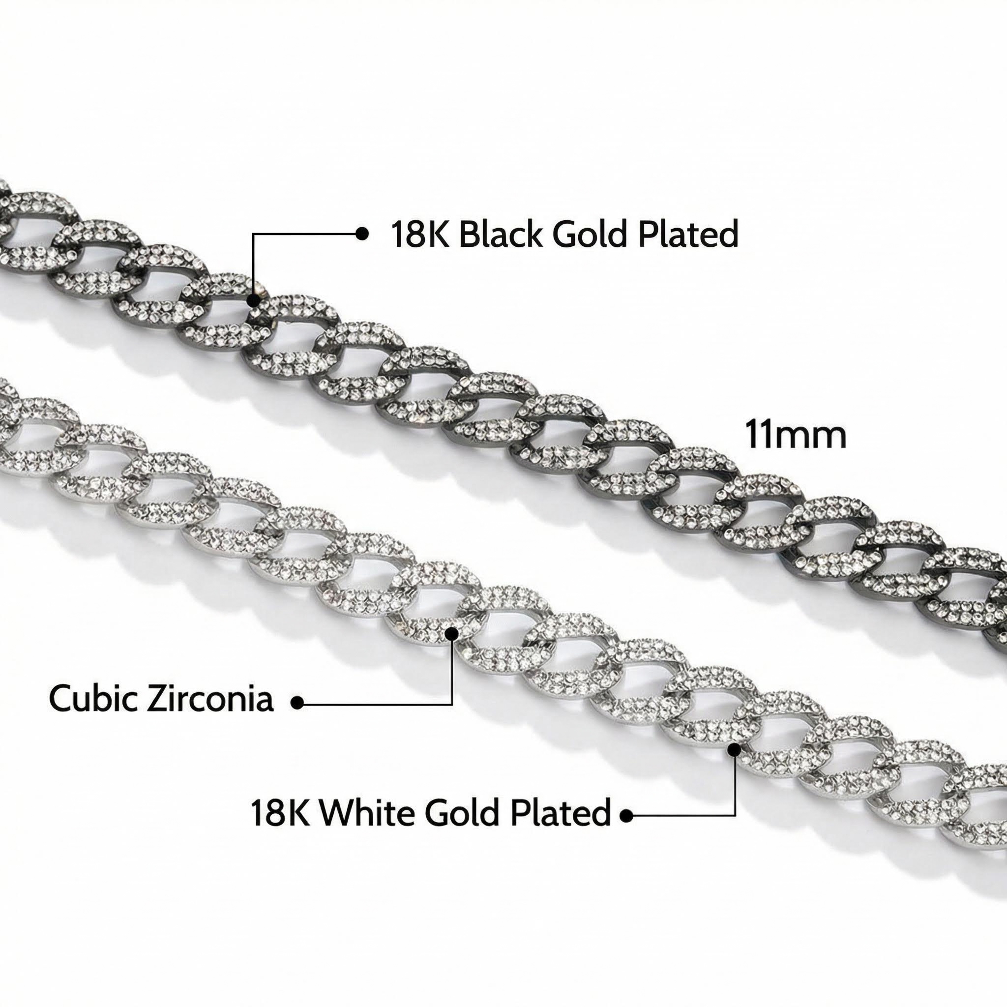 11mm Iced Curb Cuban Chain
