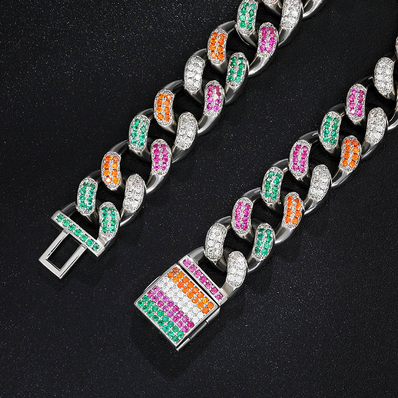 12mm Iced Handset Multi-Color Miami Cuban Chain