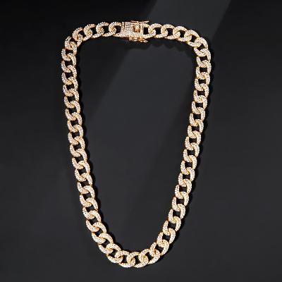 12mm Iced Curb Chain in Gold