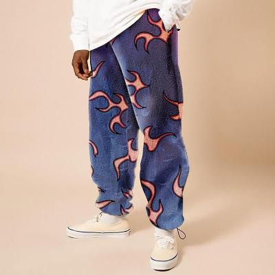 Flannel Flame Print Casual Pants