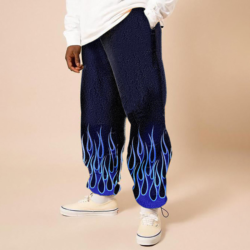 Flannel Flame Print Casual Pants