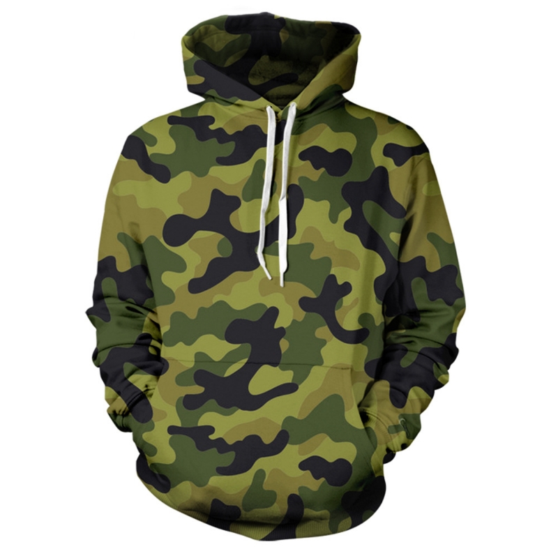 Casual Camouflage Print Pullover Hoodie